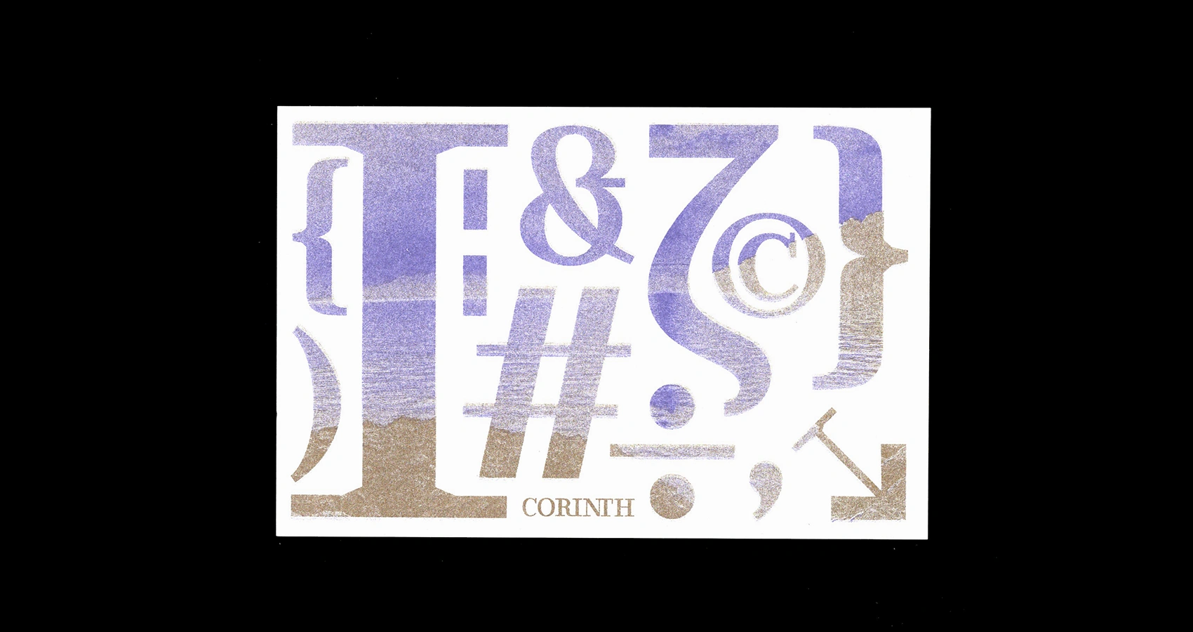 Carte postale imprimée avec des motifs typographiques en police MF Corinthe disponible chez Milletype Foundry