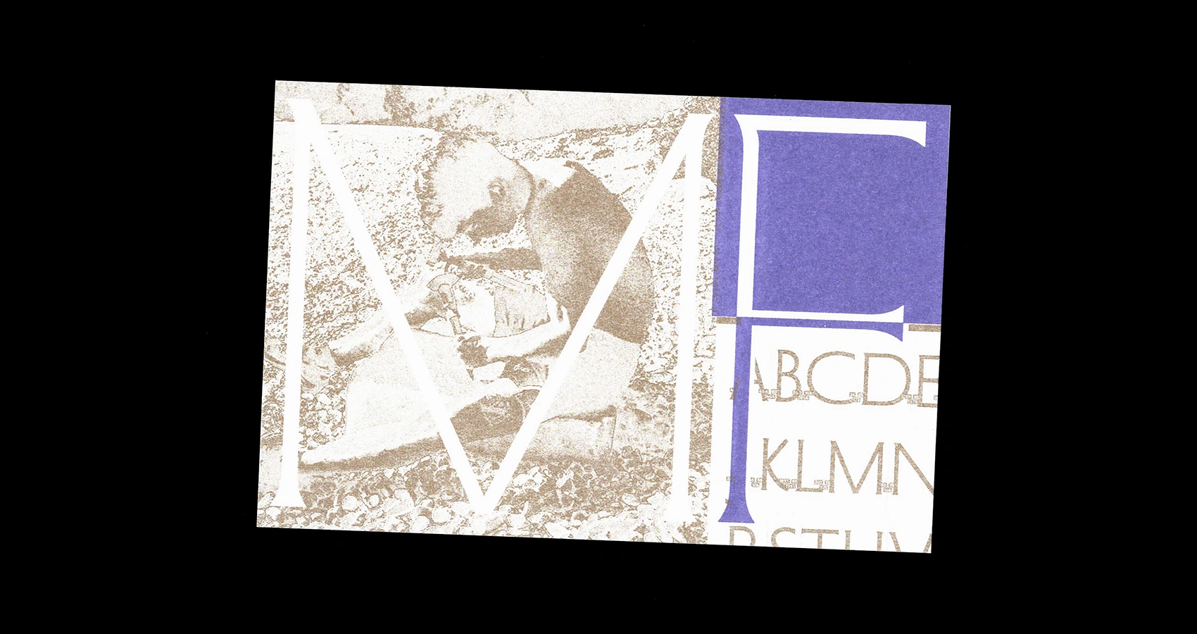 Carte postale imprimée avec des motifs typographiques en police MF Fondation disponible chez Milletype Foundry