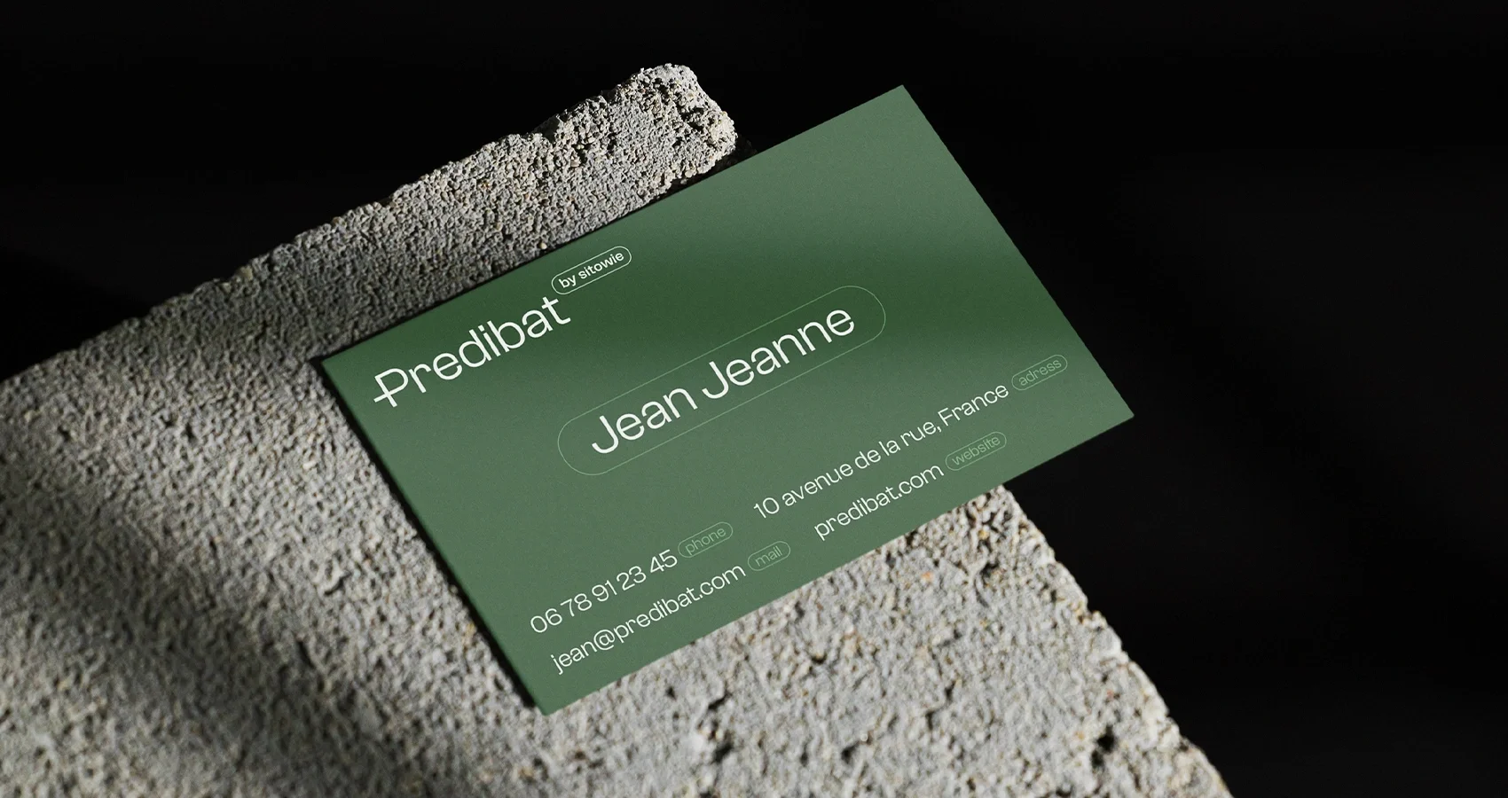 Carte de visite Predibat avec typographie et logo en recto-verso réalisée par Corentin Echivard