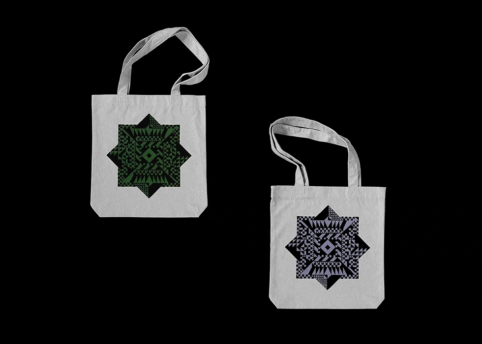 Tote bag sérigraphié avec motif géométrique abstrait